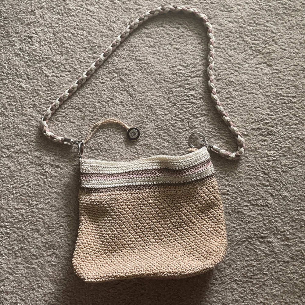 The Sak Crochet Crossbody Tan Beige Purse Bag